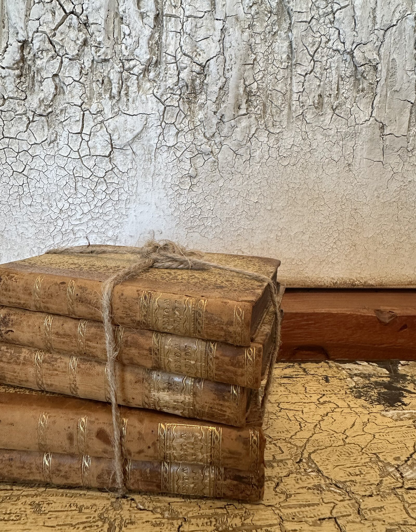 Vintage Leather Bound Books, Set of 5