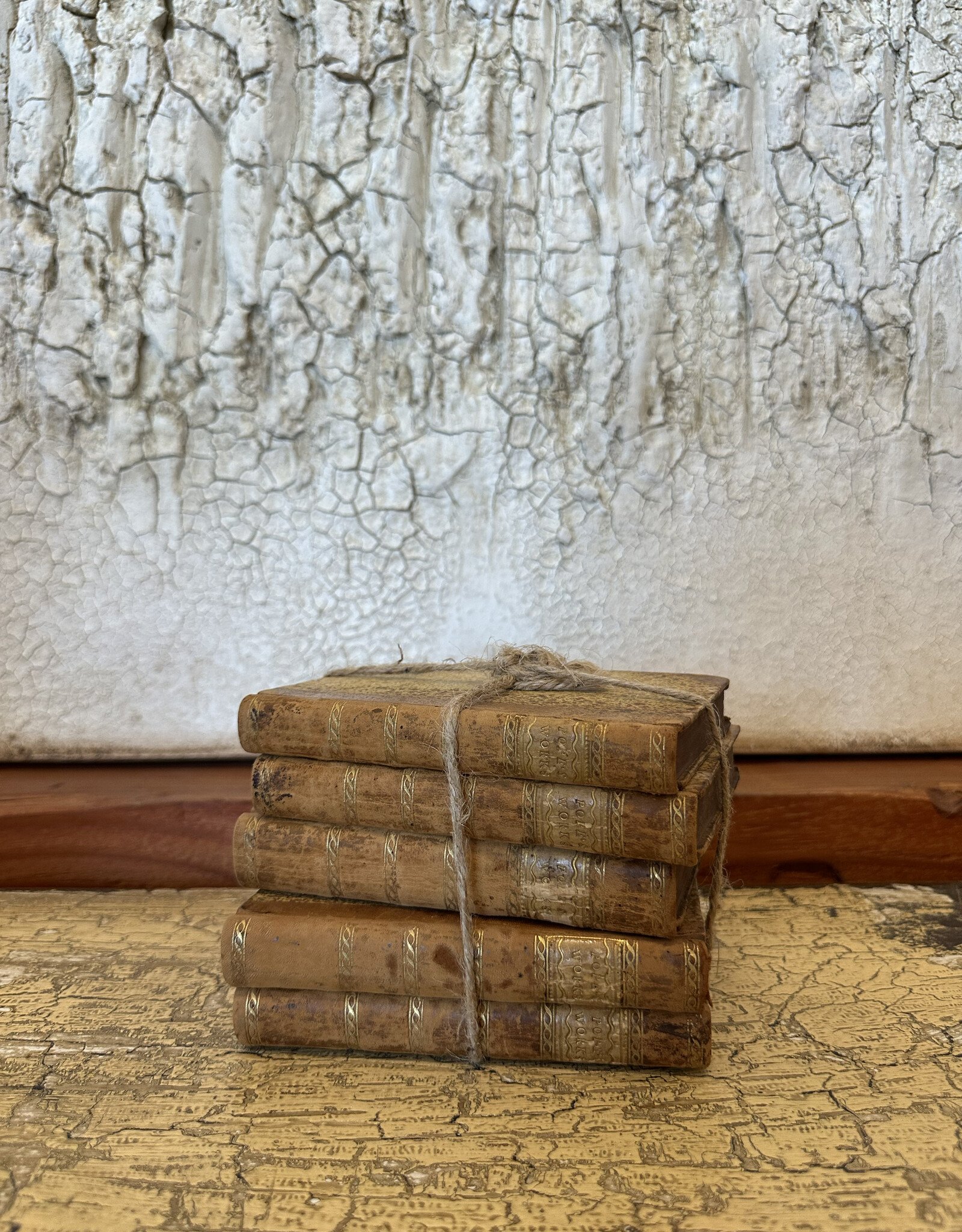 Vintage Leather Bound Books, Set of 5