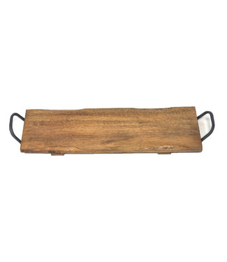23" WOODEN PLANK TRAY WITH HANDLE