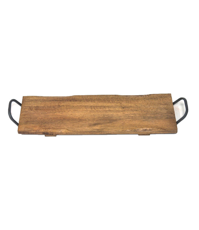 23" WOODEN PLANK TRAY WITH HANDLE