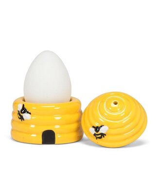 BEEHIVE EGG CUP WITH SALT SHAKER
