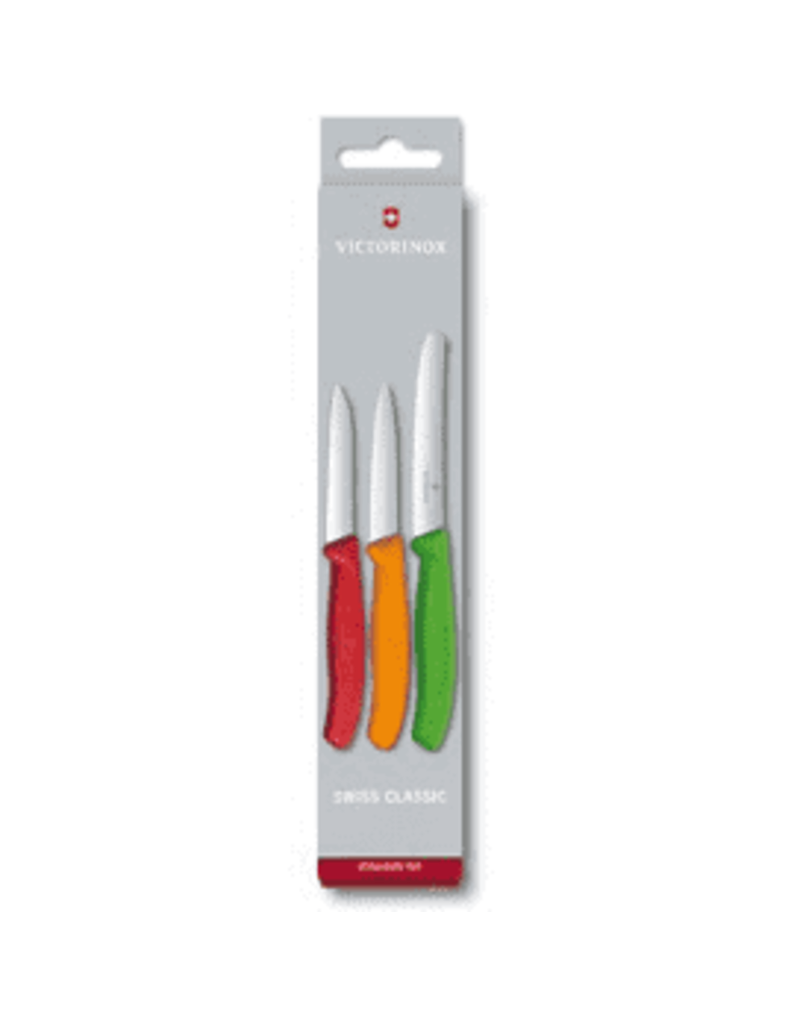 Victorinox 3pc Paring Knife Set-red, orange, green