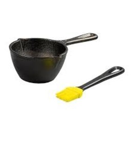 Lodge Cast Iron Melting Sauce Pot, Preseasoned, with Silicone Basting Brush ciw