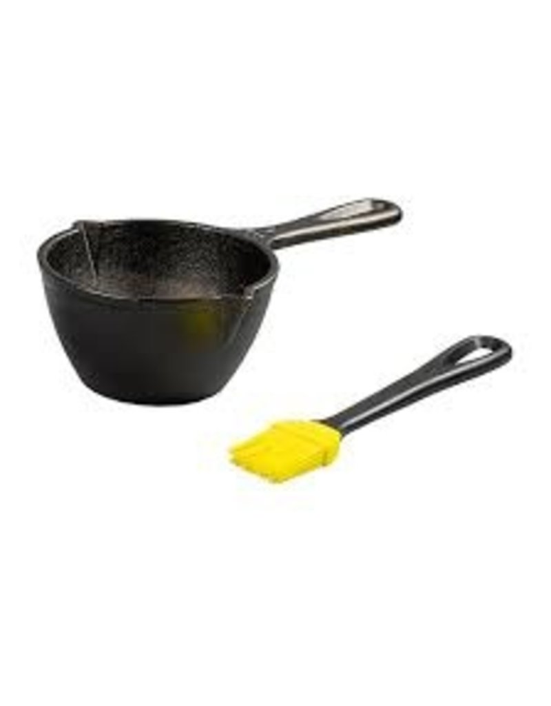Lodge LDG Cast Iron Melting Sauce Pot, Preseasoned, with Silicone Basting Brush ciw
