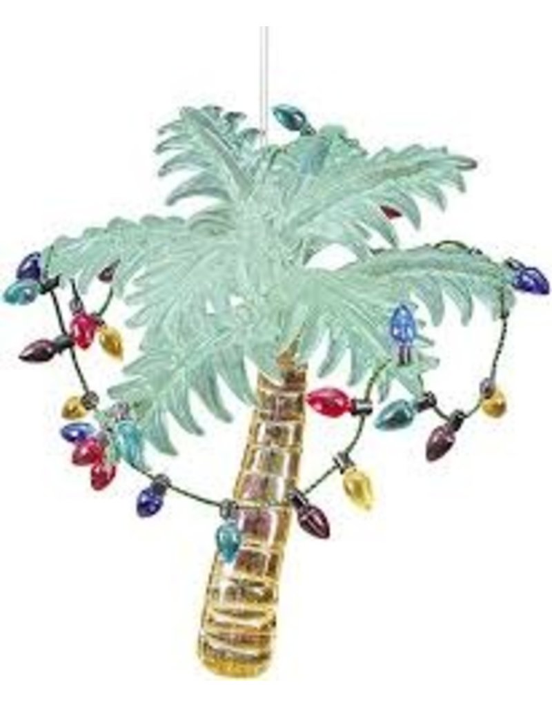 C and F Home Ornament, Green Palm with Lights