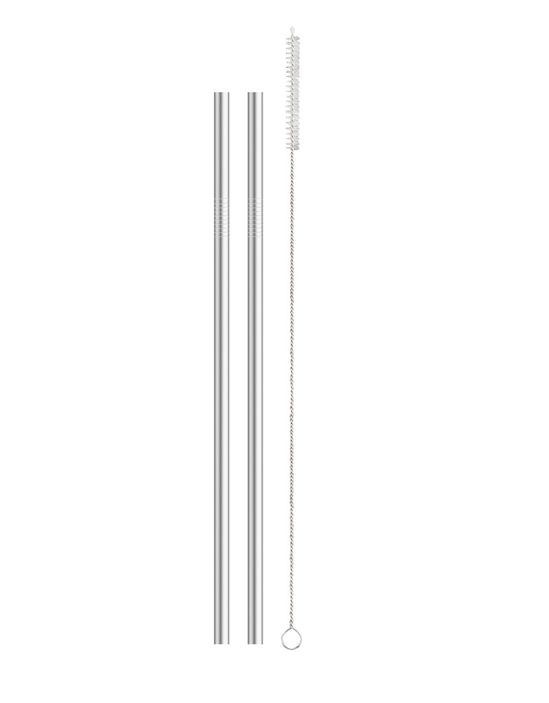 Harold Imports HIC Stainless Reusable Straws, Set of 4 with cleaner