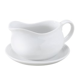 Harold Imports White Porcelain Gravy Boat w Saucer