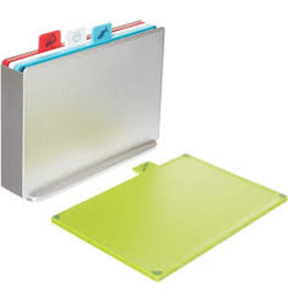 Joseph Joseph Index Cutting Board Set with Silver Storage Case