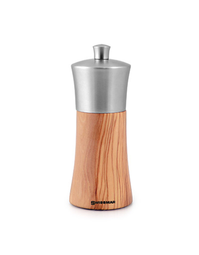 Swissmar Torre Olive Wood SALT Mill with Stainless Top 6''
