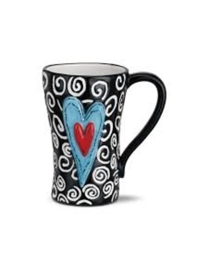 Demdaco Heartful Home Mug, White Swirls 15oz