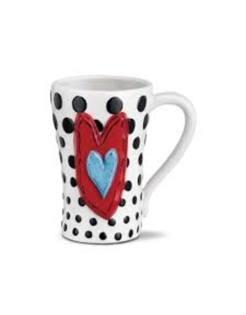 Demdaco Heartful Home Mug, Black Dots 15oz