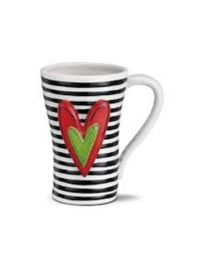 Demdaco Heartful Home Mug, Black Stripes 15oz