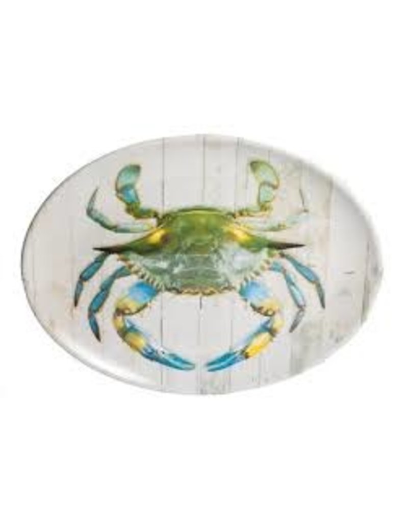 GalleyWare Melamine Oval Platter, Blue Crab 16''
