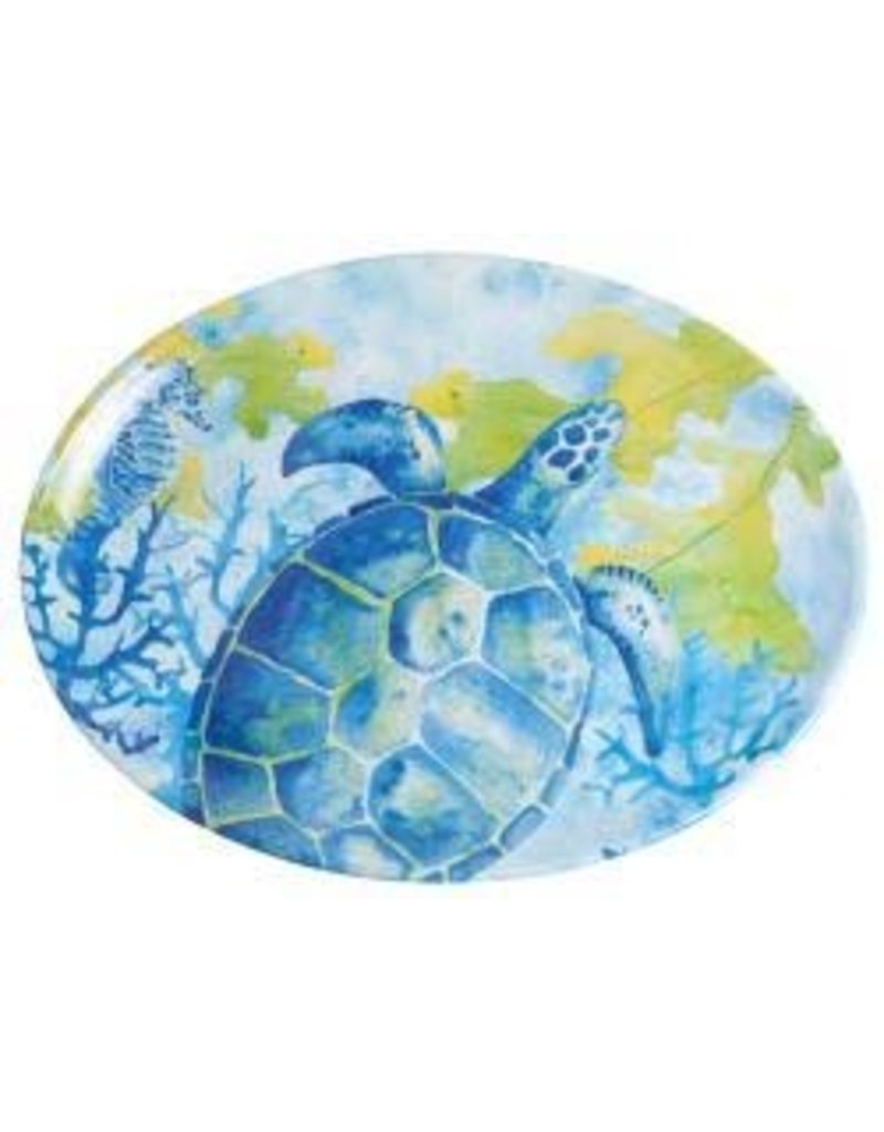 GalleyWare Melamine Oval Platter, Sea Turtle  16'' disc