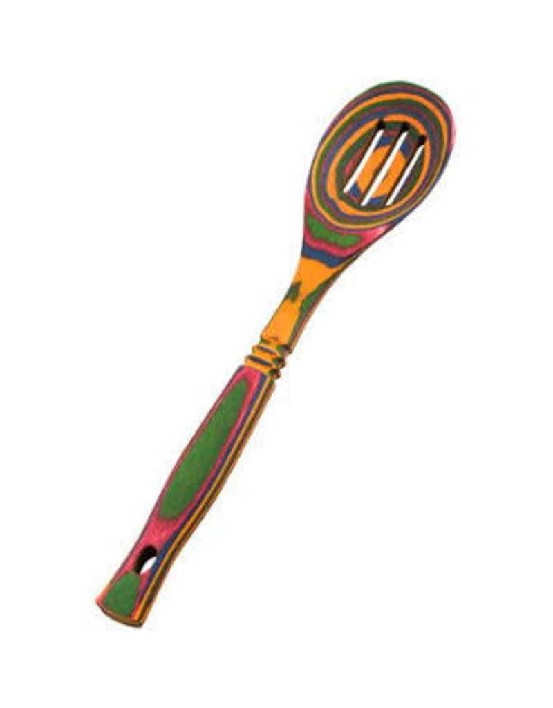 Island Bamboo/Wilshire Rainbow Pakkawood Slotted Spoon, 12"