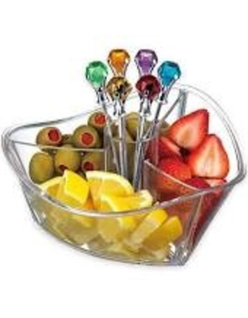 Prodyne Acrylic Happy Hour Garnish Server with 6 Picks