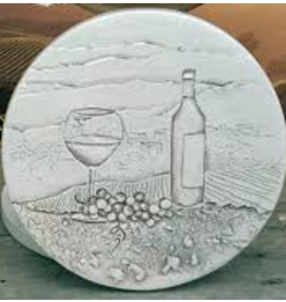 Hand-Crafted Absorbent Ceramic Coaster, Wine & Bottle, SINGLE