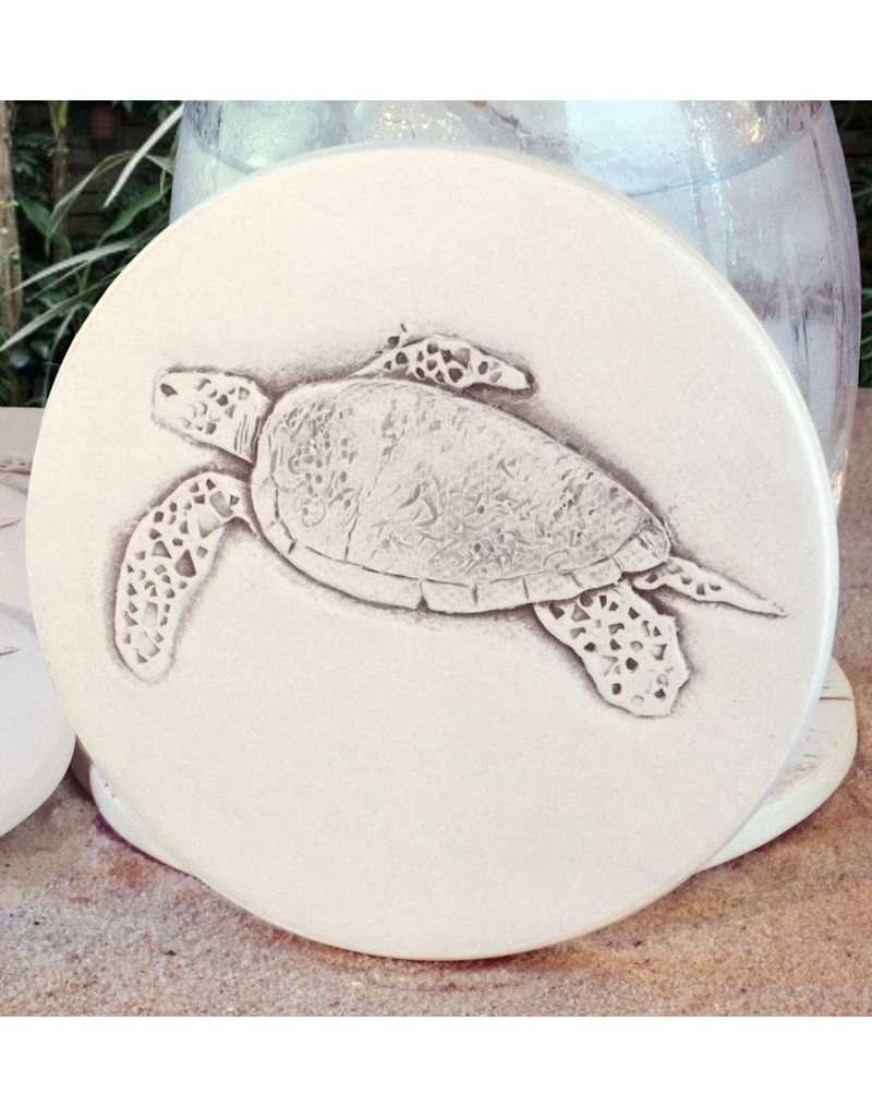 Hand-Crafted Absorbent Ceramic Coaster, Sea Turtle, SINGLE