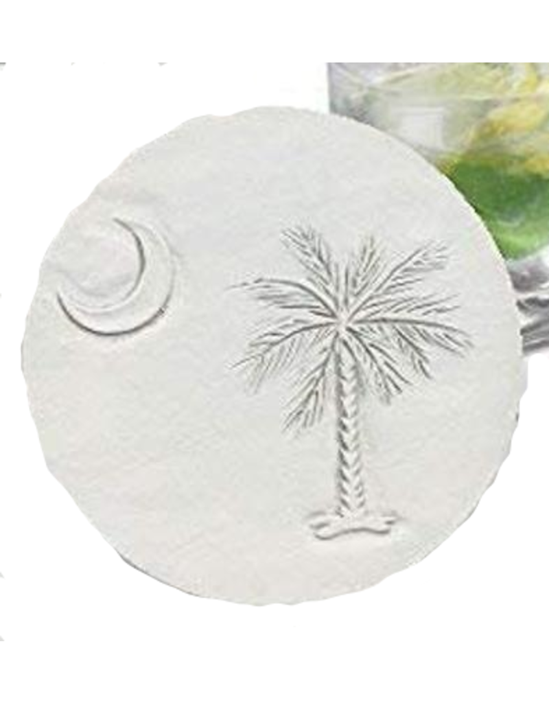 Hand-Crafted Absorbent Ceramic Coaster,  South Carolina State with Palmetto & Moon, SINGLE