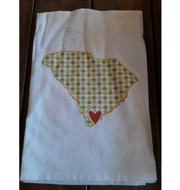 Coast & Cotton Dish towel Hometown Heart PINEAPPLES  with ''Beaufort SC''