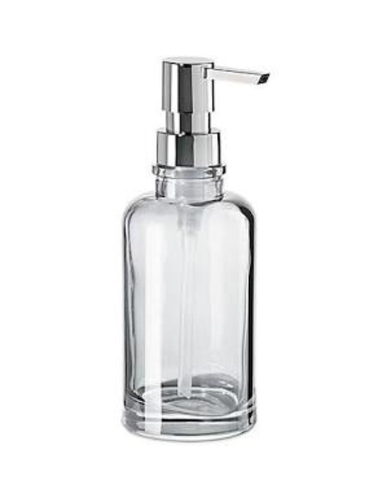 Oggi Round Glass Soap/Lotion Dispenser Pump, Clear (7'' H, 12oz)