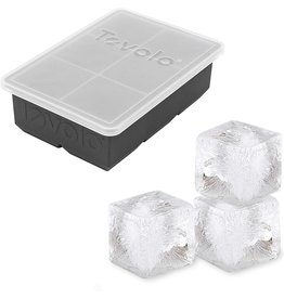 Tovolo King Ice Cubes Tray  With Lid, Charcoal Gray, 6x2"Cubes
