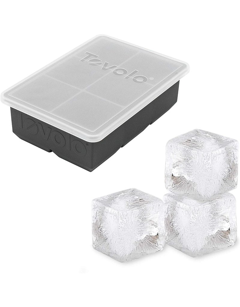 Tovolo King Ice Cubes Tray  With Lid, Charcoal Gray, 6x2"Cubes