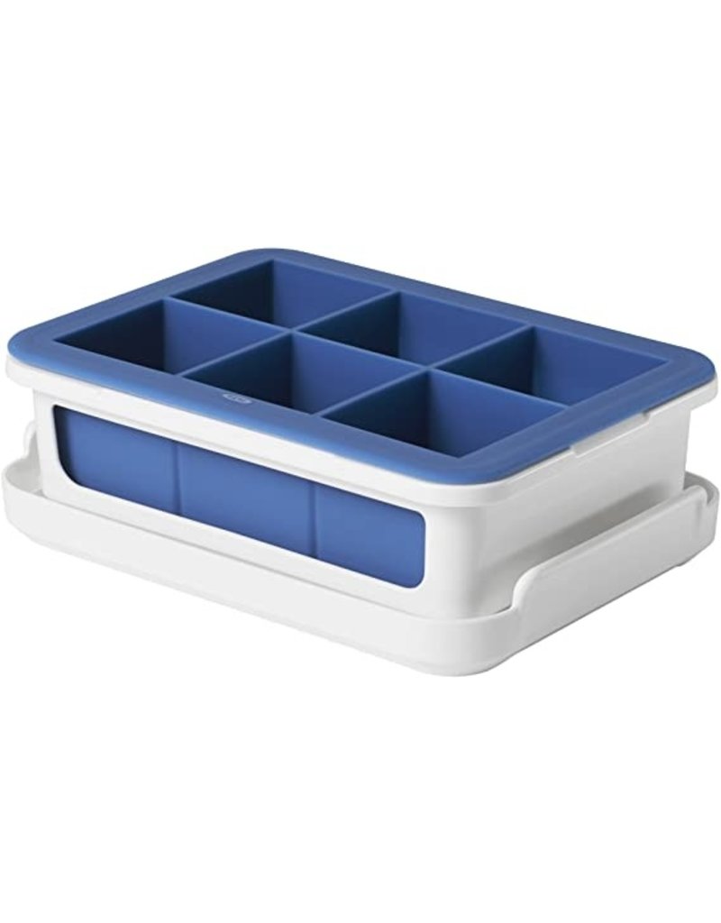 OXO Stackable Covered Silicone King Ice Cubes Tray, 6x1.75" cubes ciw