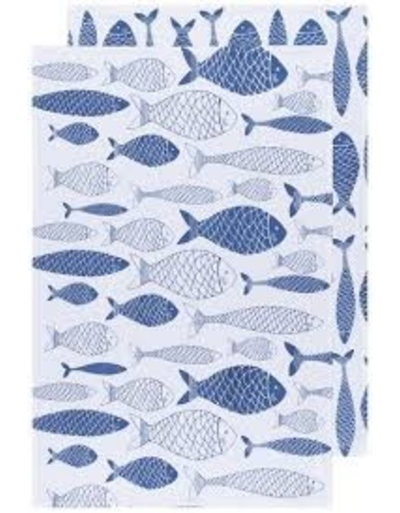 Now Designs Dish Towels, Fish Market Royal, Set of 2, floursack