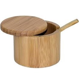 Totally Bamboo Bamboo Round Salt Box with Spoon/12