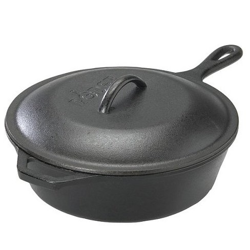 Cast Iron 3 Quart Deep Skillet with Lid - Cook on Bay