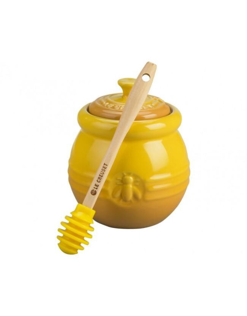 Le Creuset Stoneware Honey Pot with Dipper, yellow