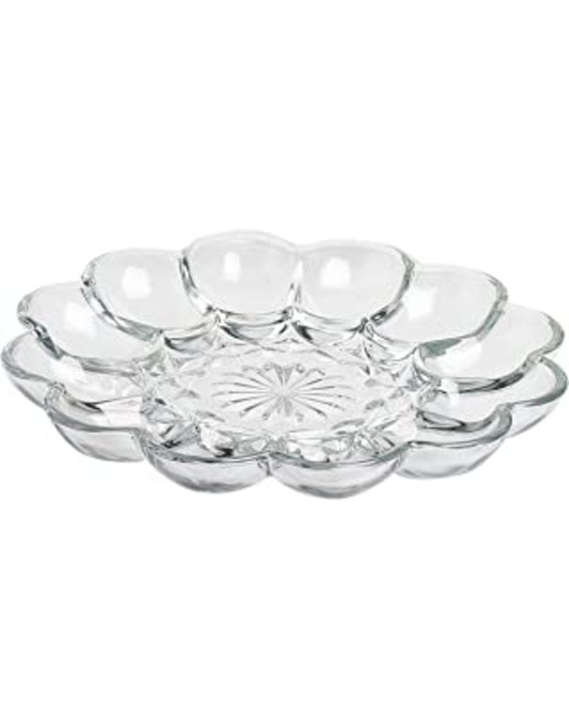 Foxrun Anchor Hocking Glass 12 Deviled Egg Dish/Platter "Presence", 10"