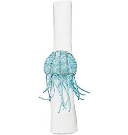 C and F Home Napkin Ring, Jellyfish, blue beaded