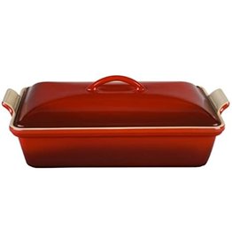 Le Creuset Stoneware Heritage Rect Covered Casserole, Cerise Red 4qt