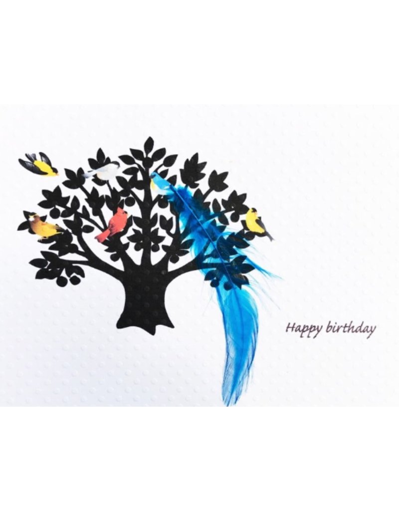 Greeting Card, Birthday, Blue Feather Family Tree