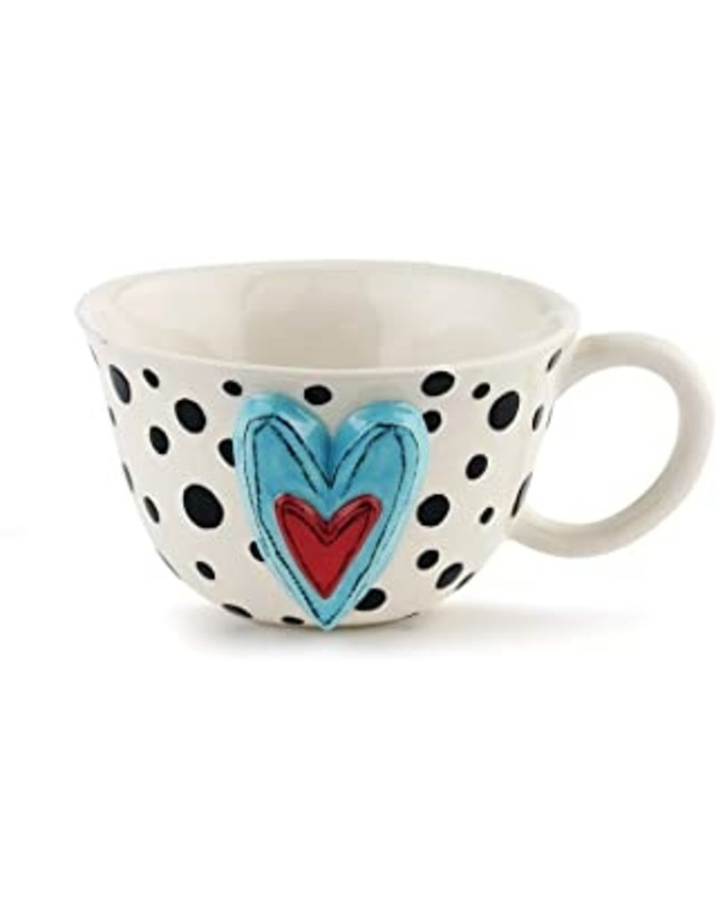 Demdaco Heartful Home Tea Cup, Black Dots