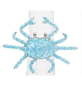 C and F Home Napkin Ring, Crab, blue beaded