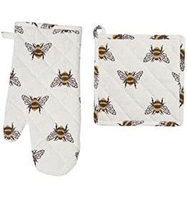 C and F Home Pot Holder/Oven Mitt Set, Bumble Bee