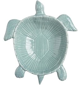 Beachcombers Ceramic Sea Turtle Dish, 6.75" aqua