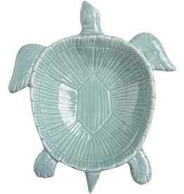 Beachcombers Ceramic Sea Turtle Dish, 8" aqua
