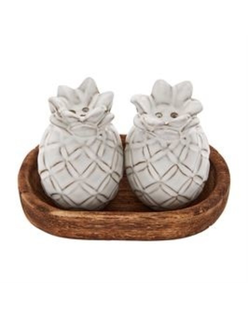Mudpie Pineapple Salt & Pepper Set, With Wooden Tray