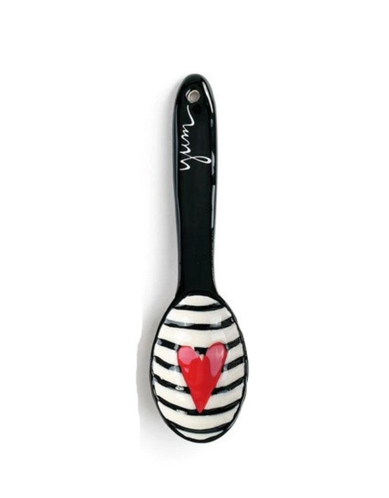 Demdaco Heartful Home Ceramic Spoon, 5.5", Red Heart "Yum"