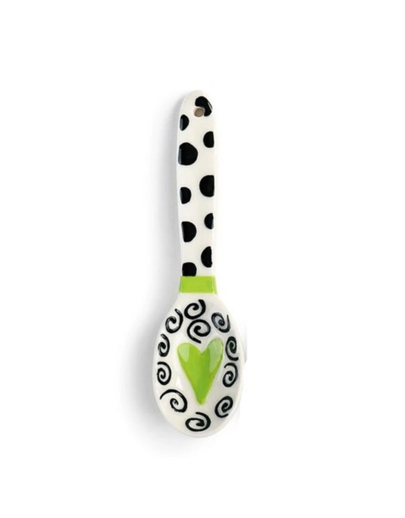 Demdaco Heartful Home Ceramic Spoon, 5.5", Green Heart