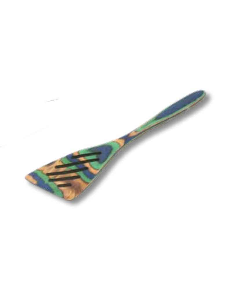 Island Bamboo/Wilshire Peacock Green/Blue Pakkawood MINI Slotted Spatula Turner, 8"