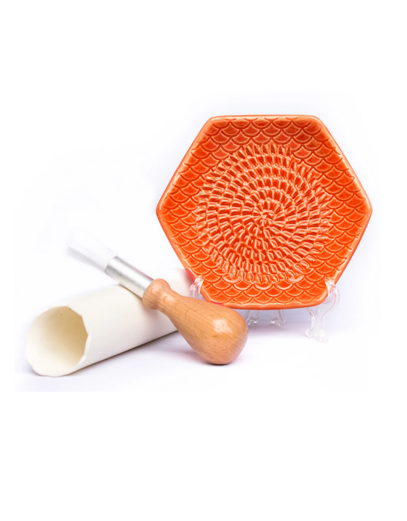 Garlic Grate Plate, 3pc Set, Orange disc