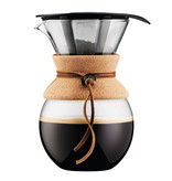 Bodum Pour Over Glass Coffee Maker with Permanent Filter and Cork, Glass, 34oz