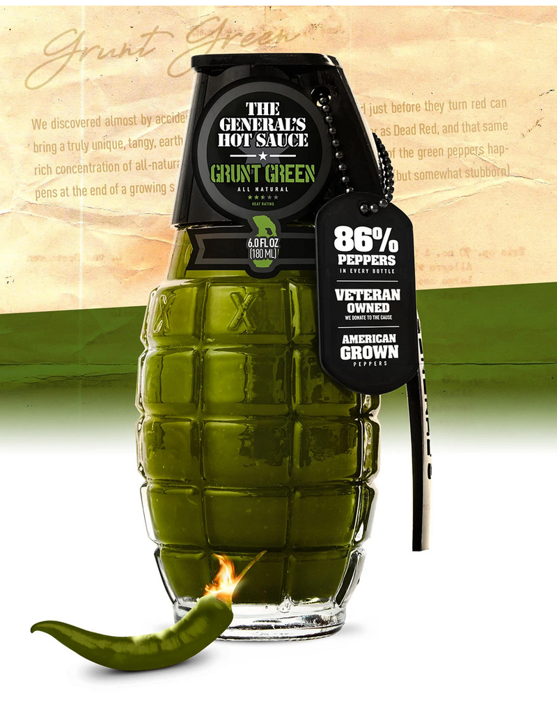 General's Hot Sauce General's Hot Sauce, Grunt Green 6oz; Heat 2.5/5 disc