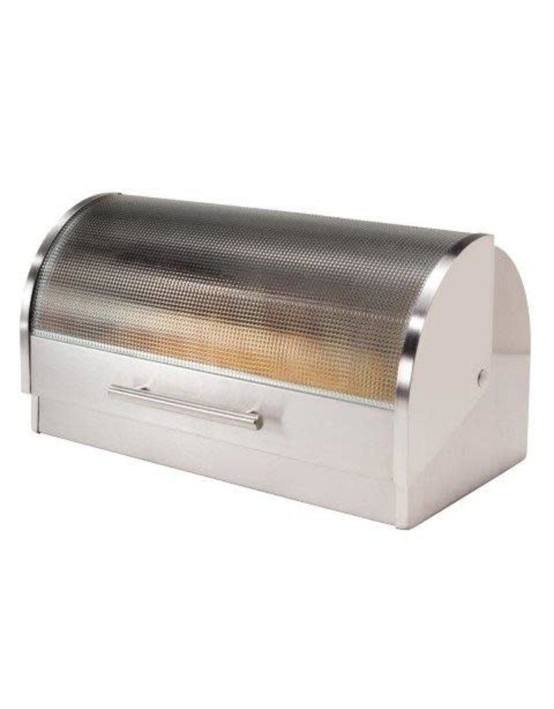 Oggi Stainless Bread Box with Tempered Lid, 15x9.5x8.5