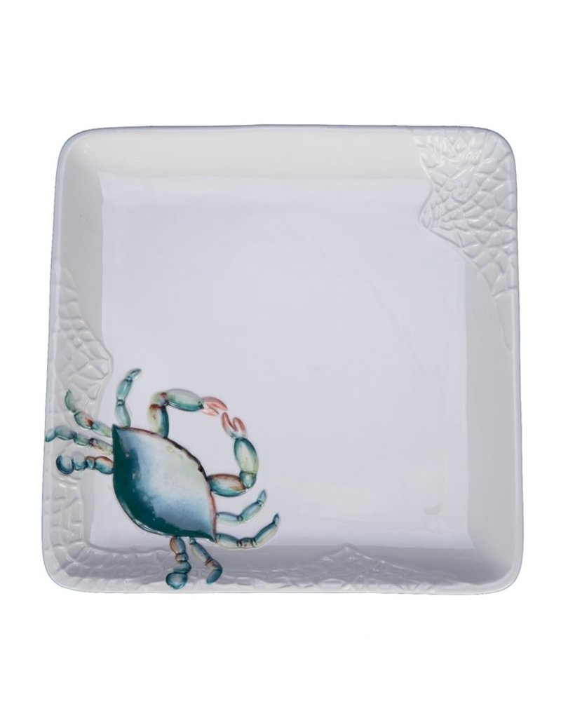 Beachcombers Blue Crab Square Platter, 9"